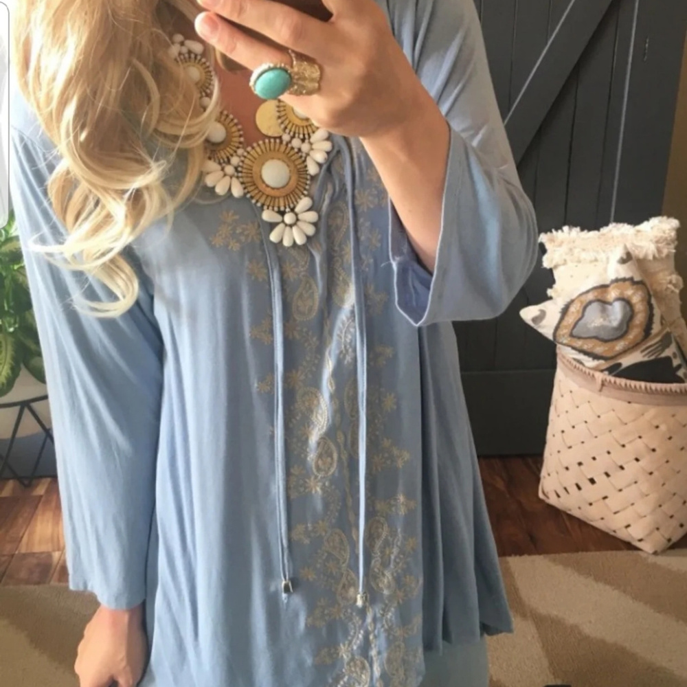 BOHO EMBROIDERED HIPPY TUNIC PLUS SIZE BLOUSE TOP